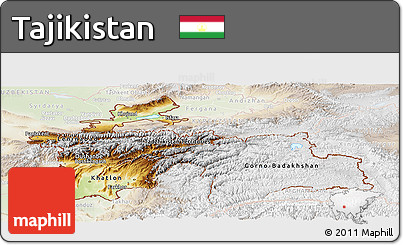 Physical Panoramic Map of Tajikistan, lighten