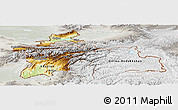 Physical Panoramic Map of Tajikistan, lighten, semi-desaturated