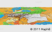 Physical Panoramic Map of Tajikistan, political outside