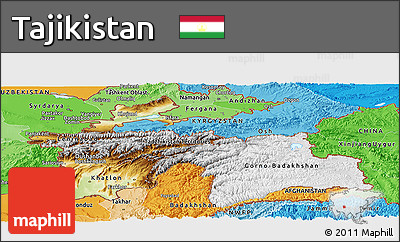 Physical Panoramic Map of Tajikistan, political shades outside
