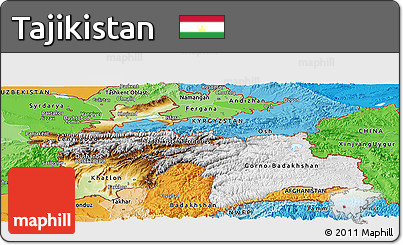 Physical Panoramic Map of Tajikistan, political shades outside