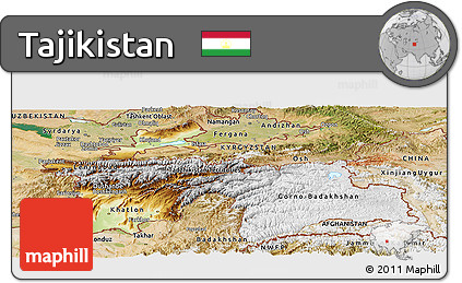 Physical Panoramic Map of Tajikistan, satellite outside