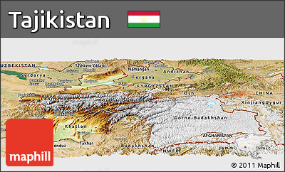 Physical Panoramic Map of Tajikistan, satellite outside