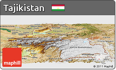 Physical Panoramic Map of Tajikistan, satellite outside