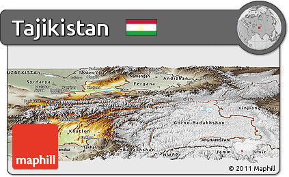 Physical Panoramic Map of Tajikistan, semi-desaturated