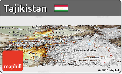Physical Panoramic Map of Tajikistan, semi-desaturated