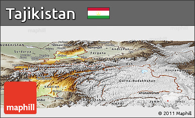 Physical Panoramic Map of Tajikistan, semi-desaturated