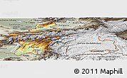 Physical Panoramic Map of Tajikistan, semi-desaturated