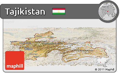 Satellite Panoramic Map of Tajikistan, lighten