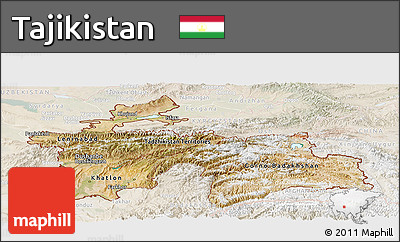 Satellite Panoramic Map of Tajikistan, lighten