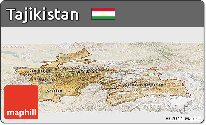 Satellite Panoramic Map of Tajikistan, lighten