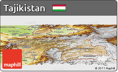 Satellite Panoramic Map of Tajikistan, physical outside