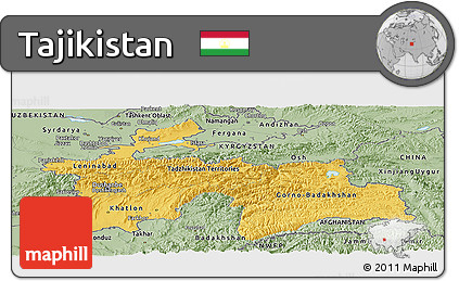Savanna Style Panoramic Map of Tajikistan