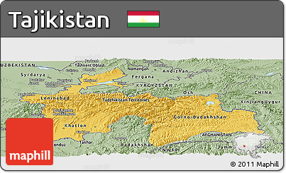 Savanna Style Panoramic Map of Tajikistan