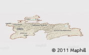 Shaded Relief Panoramic Map of Tajikistan, cropped outside