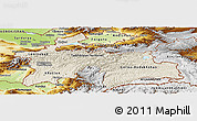 Shaded Relief Panoramic Map of Tajikistan, physical outside