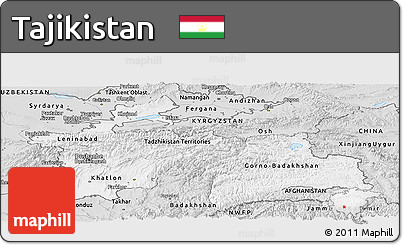 Silver Style Panoramic Map of Tajikistan