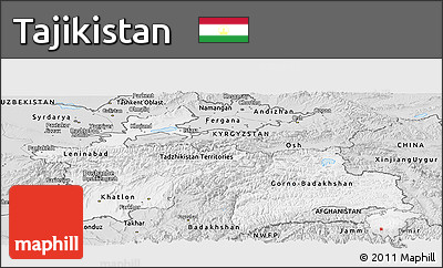 Silver Style Panoramic Map of Tajikistan