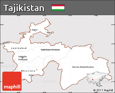 Classic Style Simple Map of Tajikistan, cropped outside