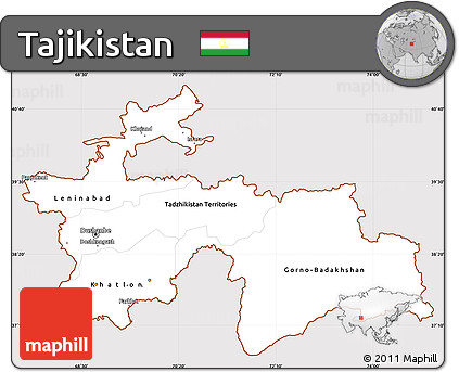 Classic Style Simple Map of Tajikistan, cropped outside