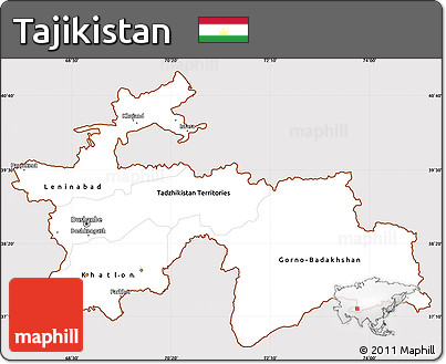 Classic Style Simple Map of Tajikistan, cropped outside
