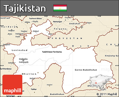 Classic Style Simple Map of Tajikistan