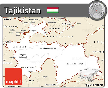 Classic Style Simple Map of Tajikistan