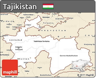 Classic Style Simple Map of Tajikistan