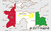 Flag Simple Map of Tajikistan, single color outside, borders and labels, flag rotated