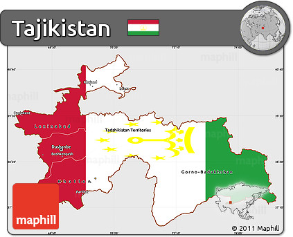 Flag Simple Map of Tajikistan, single color outside, flag rotated