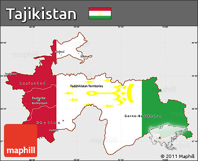 Flag Simple Map of Tajikistan, single color outside, flag rotated