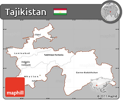 Gray Simple Map of Tajikistan, single color outside