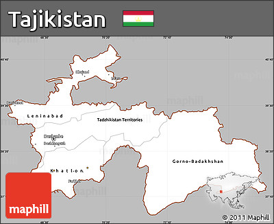 Gray Simple Map of Tajikistan, single color outside