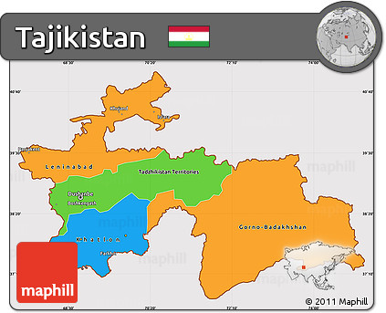 Political Simple Map of Tajikistan, cropped outside