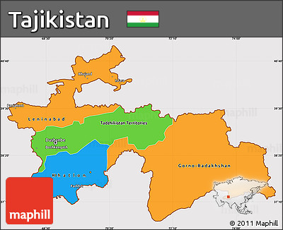 Political Simple Map of Tajikistan, cropped outside