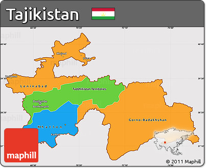 Political Simple Map of Tajikistan, cropped outside