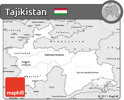 Silver Style Simple Map of Tajikistan