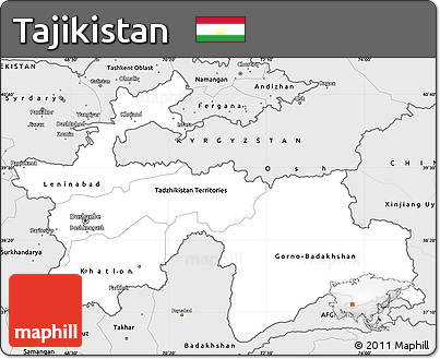 Silver Style Simple Map of Tajikistan