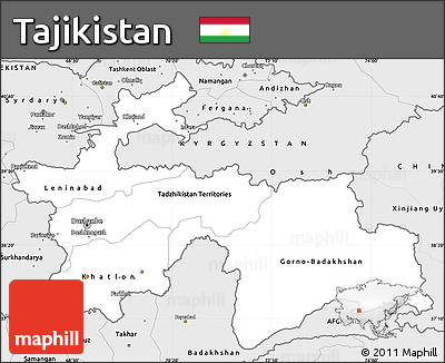 Silver Style Simple Map of Tajikistan