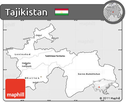 Silver Style Simple Map of Tajikistan, single color outside