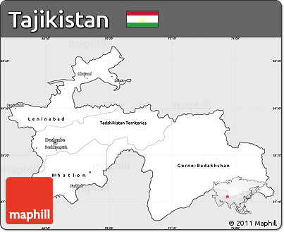 Silver Style Simple Map of Tajikistan, single color outside