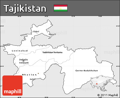 Silver Style Simple Map of Tajikistan, single color outside