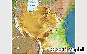 Physical 3D Map of Tanzania, satellite outside