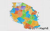 Political 3D Map of Tanzania, cropped outside