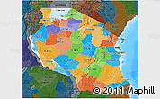 Political 3D Map of Tanzania, darken, land only