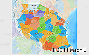 Political 3D Map of Tanzania, lighten, land only