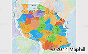 Political 3D Map of Tanzania, lighten