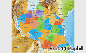 Political 3D Map of Tanzania, physical outside