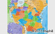 Political 3D Map of Tanzania, political shades outside
