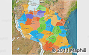 Political 3D Map of Tanzania, satellite outside